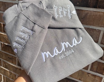 Mom gift, embroidered Mama sweatshirt, momma shirt, personalized gift, mothers day, custom mom embroidered hoodie