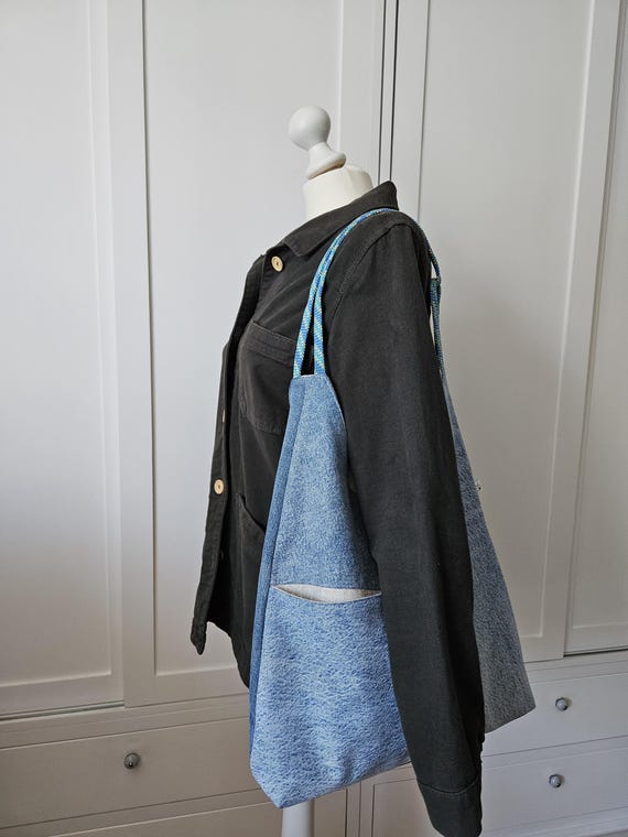 Jeans bag I hobo bag I bucket bag with strap made of climbing rope I upcycling