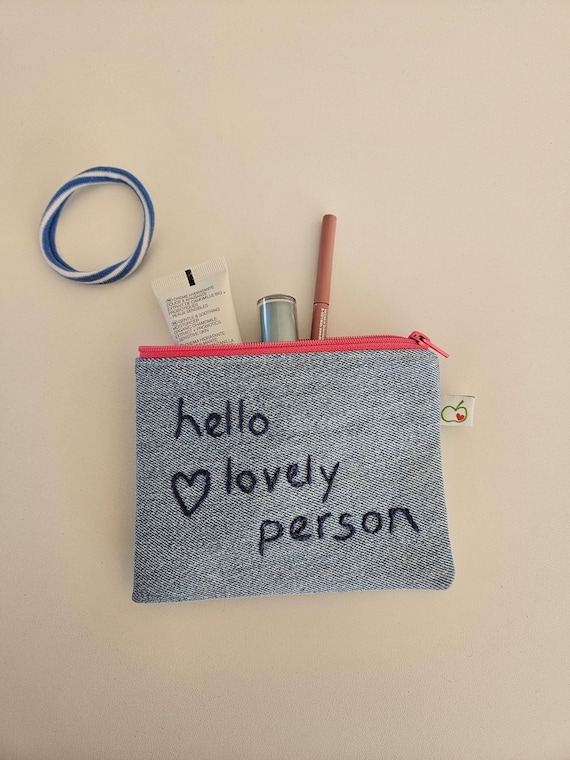 Small all-purpose bag | with embroidery | upcycled