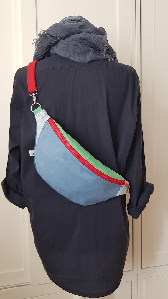 colorful denim fanny pack | upcycling