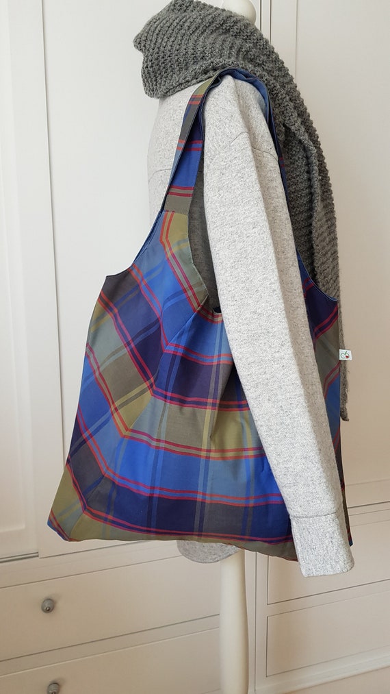 checked pouch bag | upcycling