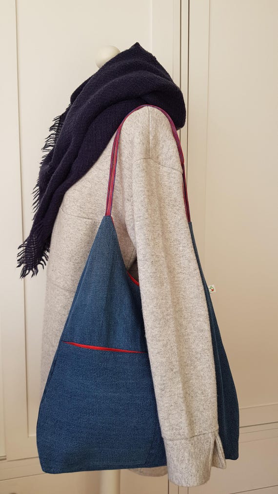 Hobo bag made from denim and climbing rope | upcycling