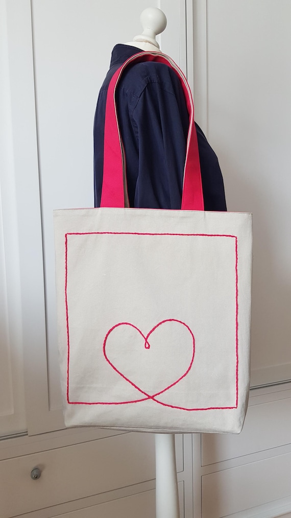 Shopper with heart motif | upcycling