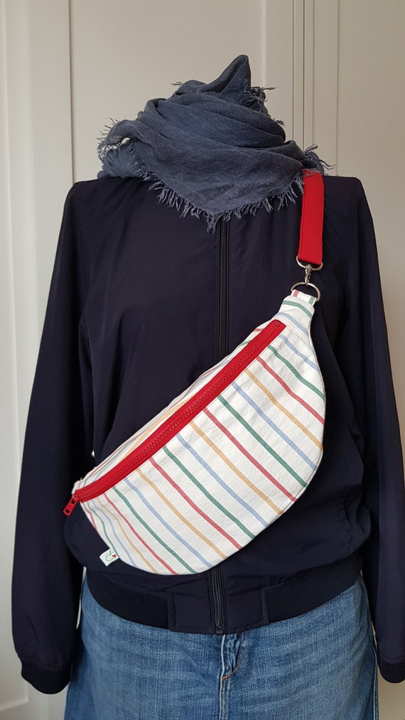 summery bum bag with stripes | upcycling