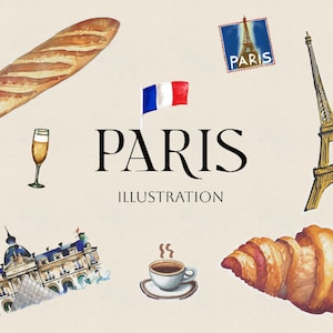 Paris Digital Sticker Set - Goodnotes - Transparent background - Parisian - Travel stickers - Journaling - Paris Clip Art - Illustrations