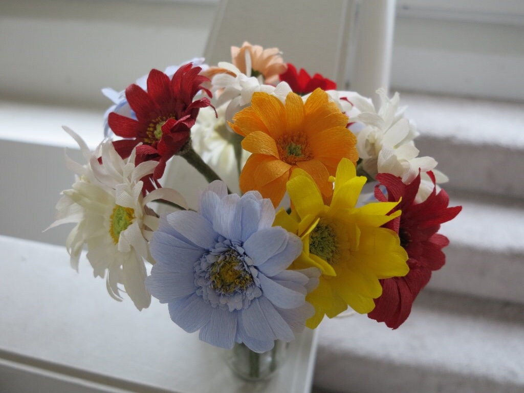 Handmade Crepe Paper Gerbera Daisy Mini Arrangement Etsy UK