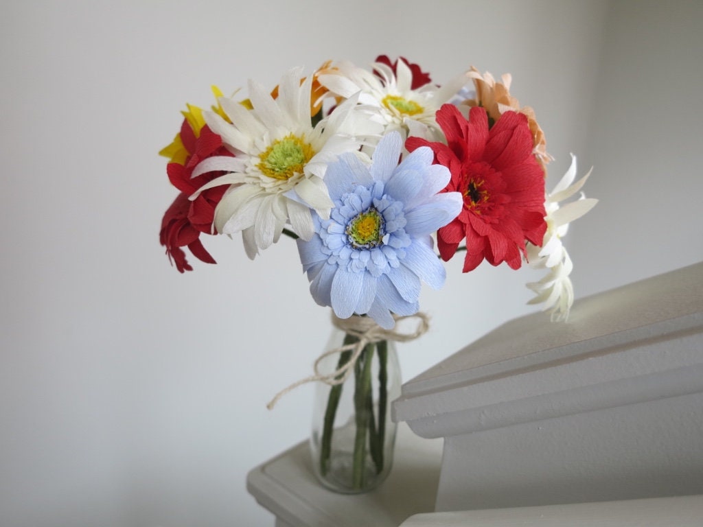 Handmade Crepe Paper Gerbera Daisy Mini Arrangement Etsy UK