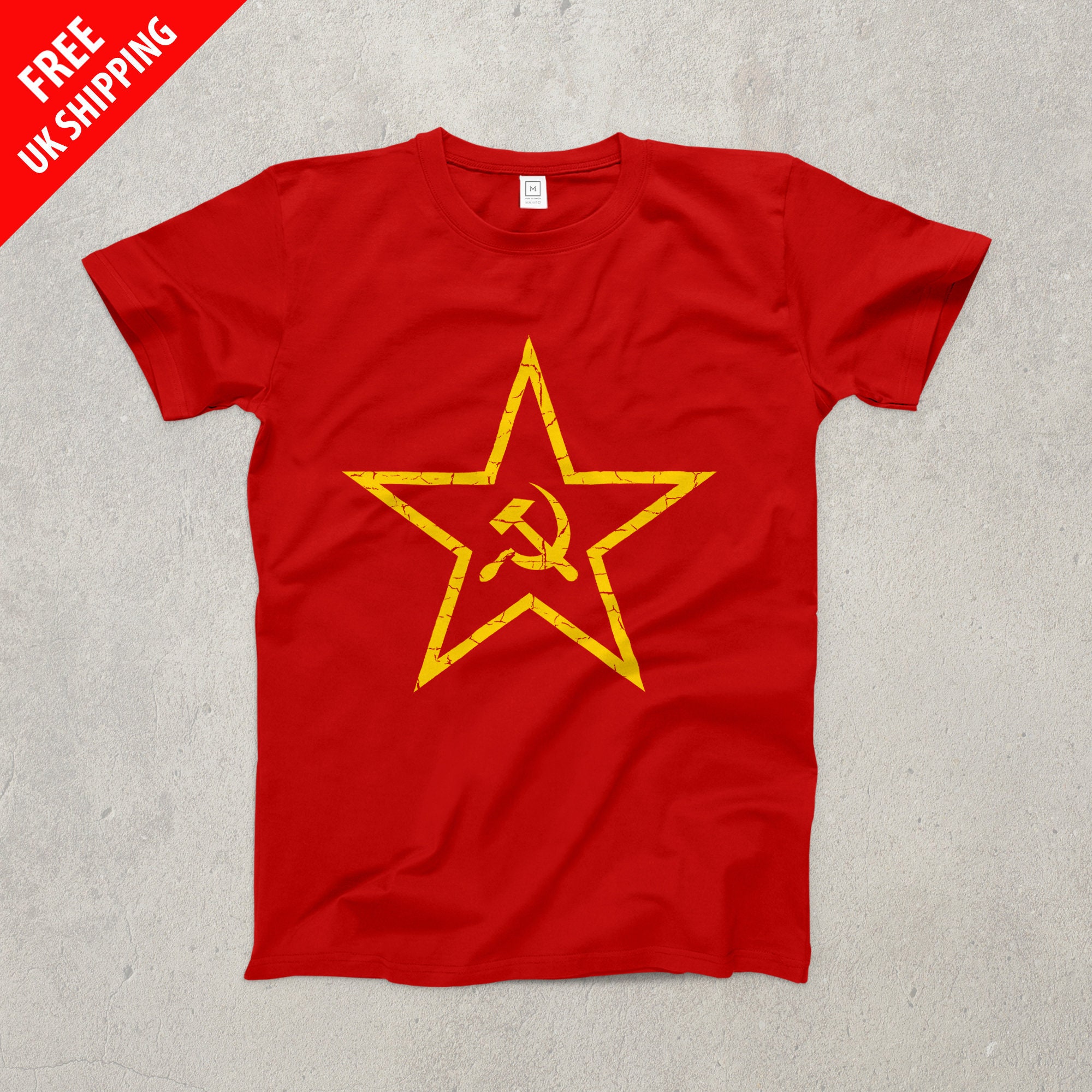 Image of Hammer & Sickle Ringspun T-Shirt/Red Star Soviet Union Communism Urban