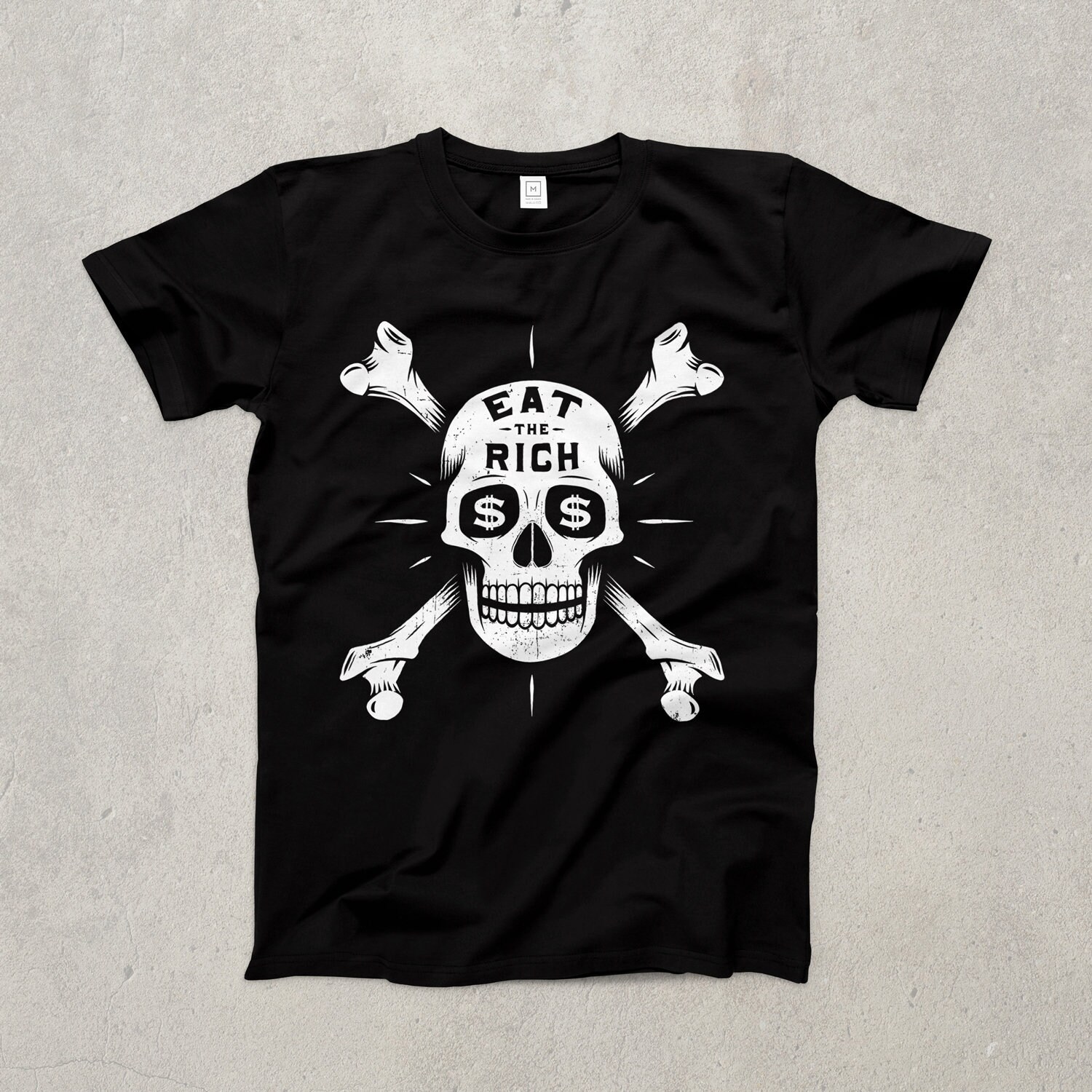 Image of Eat The Rich Ringspun T-Shirt/Skull & Crossbones Urban Vintage Money