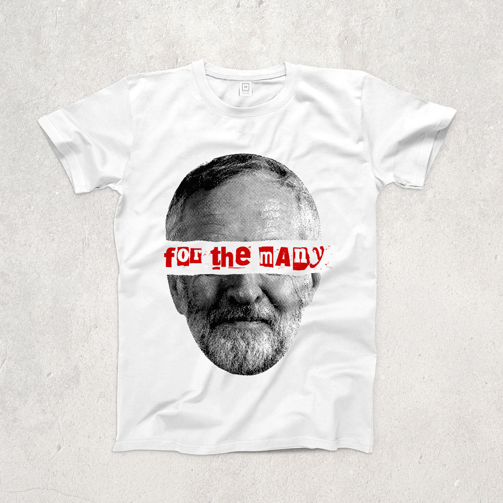 Image of Jeremy Corbyn For The Many Ringspun T-Shirt/Politics Labour Party Socialism