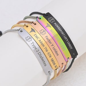 Adjustable Bracelets,women bracelets,Medical Jewelry Engraving bracelets, customizing names,mens bracelets birthday gift