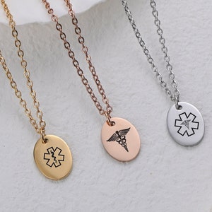 Personalized Medical Diabetes Medical ID Necklaces for Women Alert Necklace  Autism Medical Jewelry Personalized Gift Name Necklace