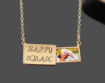 Custom photo envelope necklace memoal photo holiday gift letter collarbone chain family photo gift for her