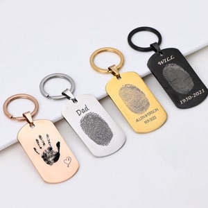 Fingerprint Keychains,Personalized Palm prints footprints Newborn gifts Boyfriend gifts ,Father's Day for Dad ,Anniversary gift