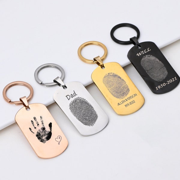 Fingerprint Keychains,Personalized Palm prints footprints Newborn gifts Boyfriend gifts ,Father's Day for Dad ,Anniversary gift