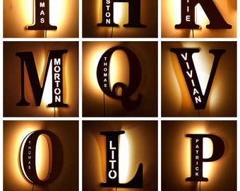 Custom wooden engraved name wall deals light