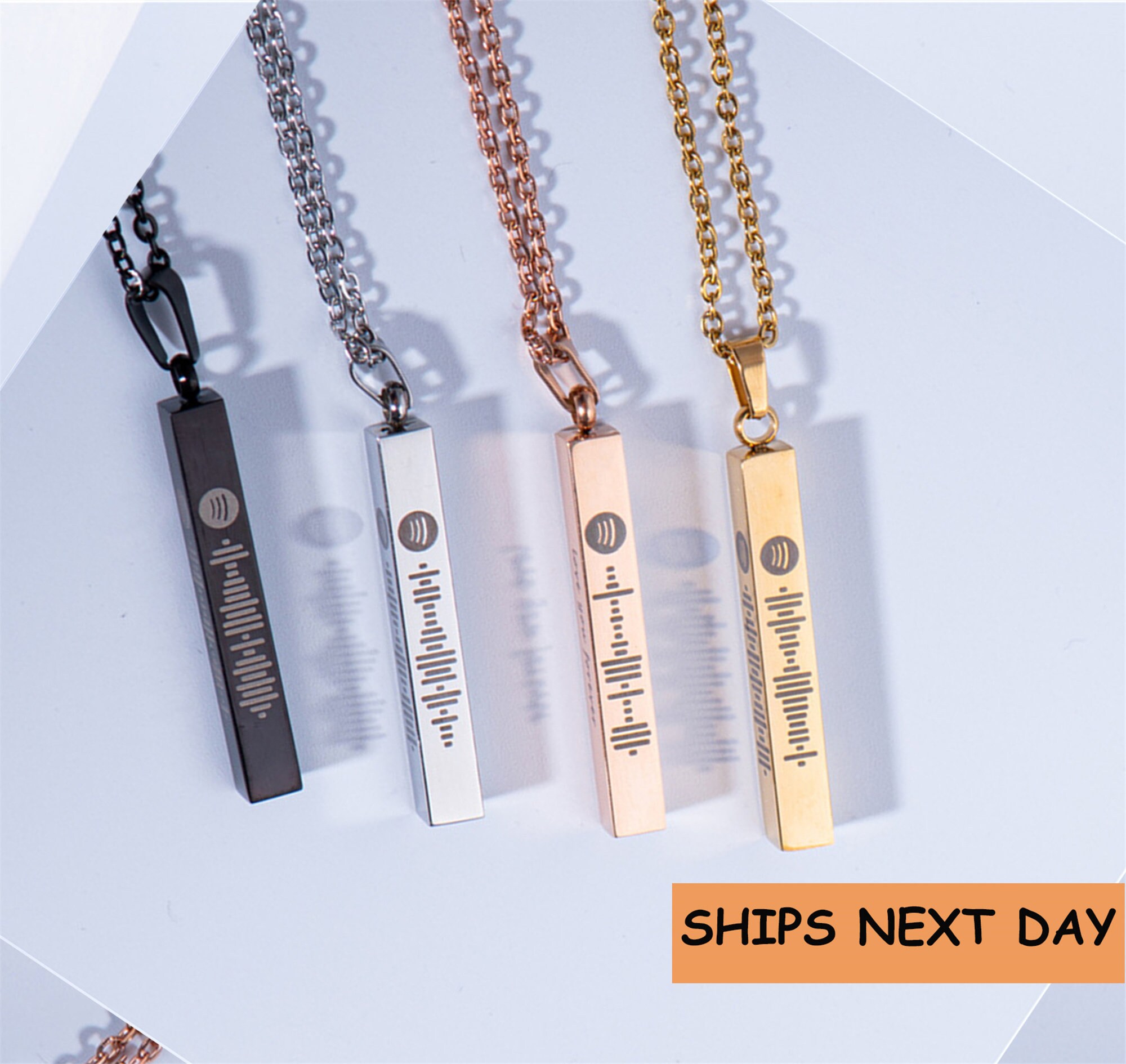 Personalized Spotify code Danda Necklace•Engraving Name• pendant spot…