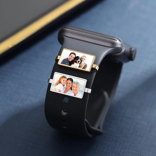 Custom Square Photo Watch Charm Apple Watch Strap Charm Personalized Photos Watch Strap Charm Smart Watch Charm Pet hanging strap accessory