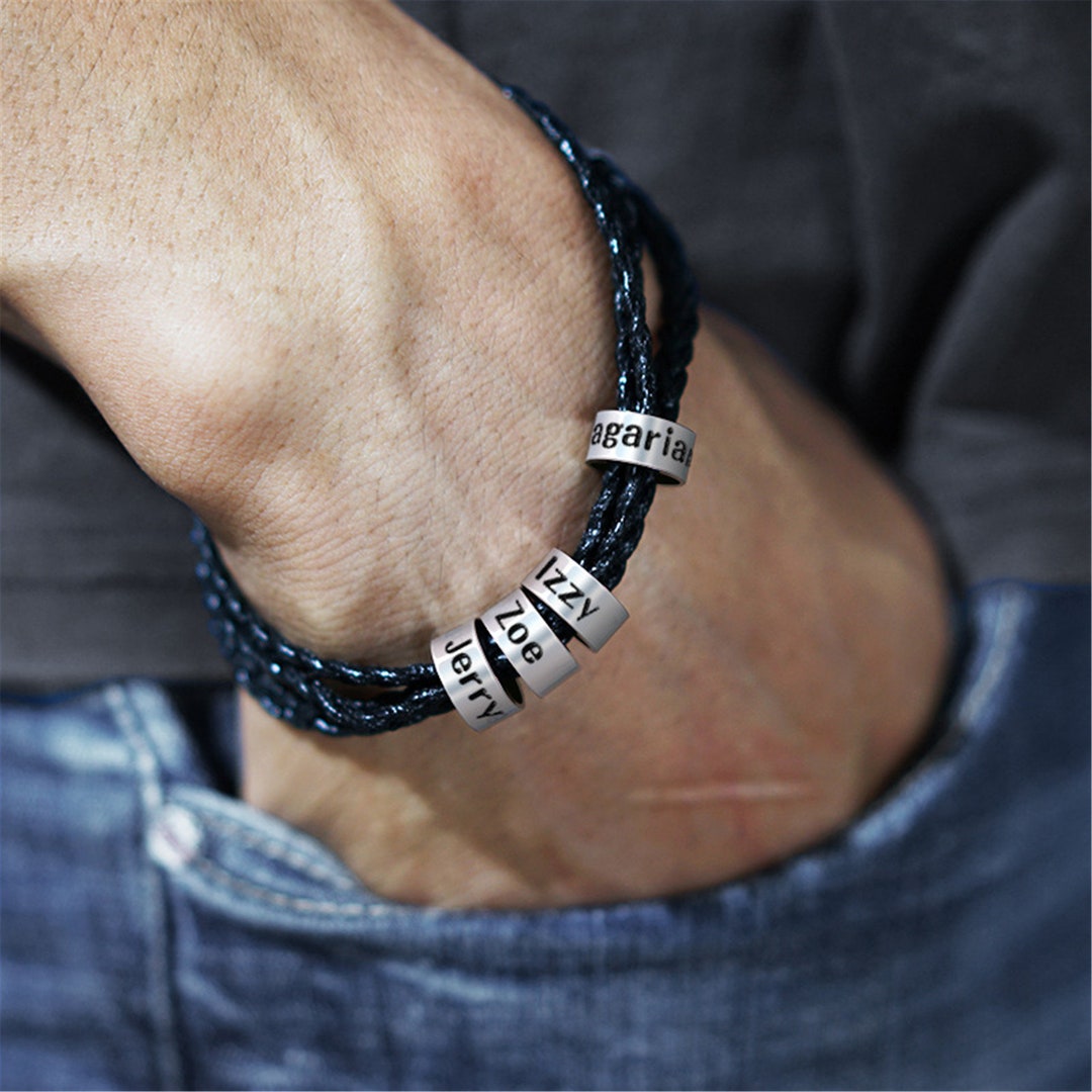 MEN Bracelet Personalized Custom Name Braceletfamily Name - Etsy - A Bracelet With Your Name On It