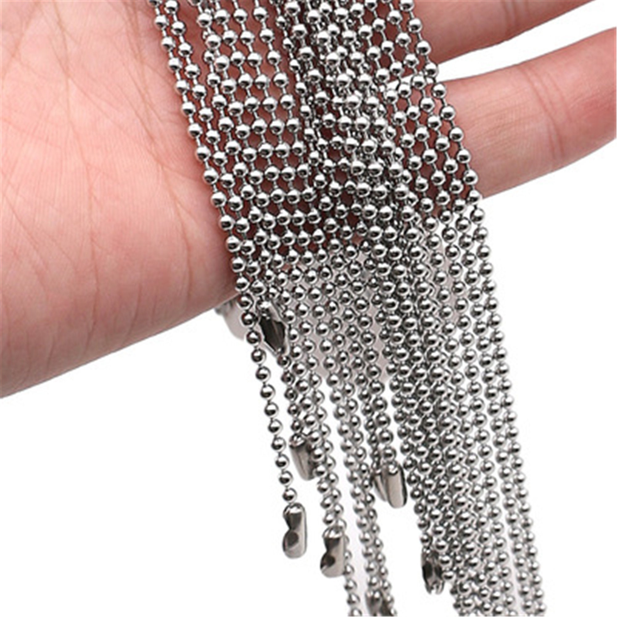 Stainless steel round bead chain men's necklace titanium Etsy