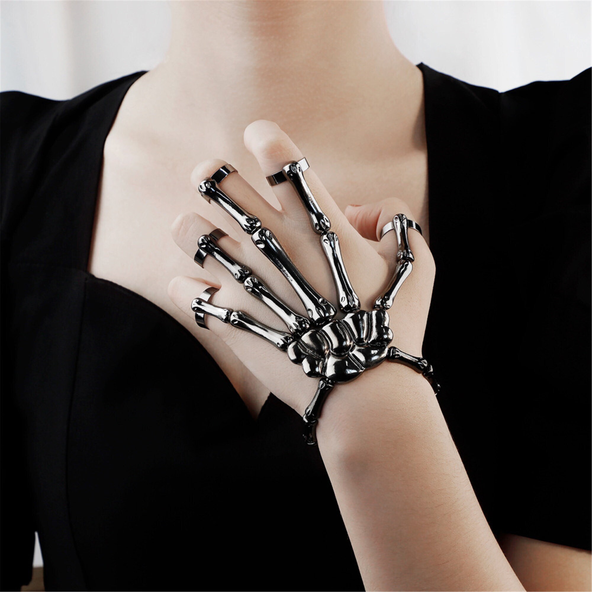 Black skeleton hand sale bracelet