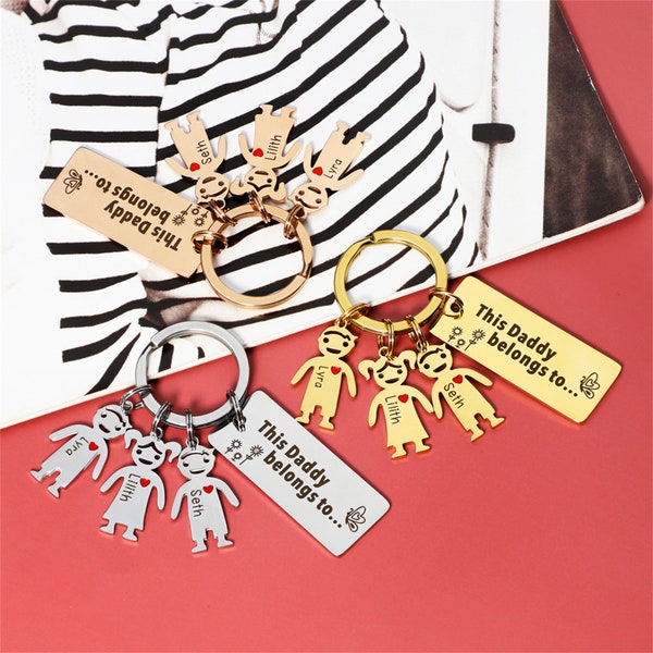 Personalized Family Keychain with Children Boy and Girl Charms Family Tree name Keychain Christmas Gift Thanksgiving Halloween