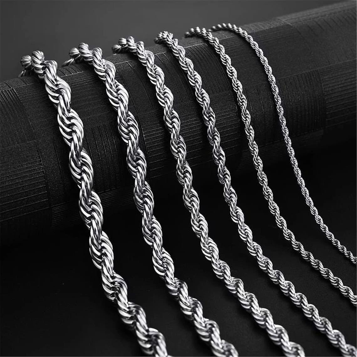 2mm Rope Chain Necklace Stainless Steel Never Fade Waterproof Etsy