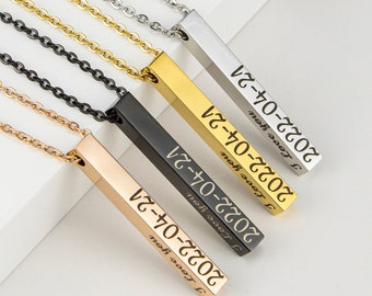 Custom Bar Necklace, Custom Name Necklace ,Personalized Necklace,Engraved Necklace,Coordinate Necklace Valentines Day