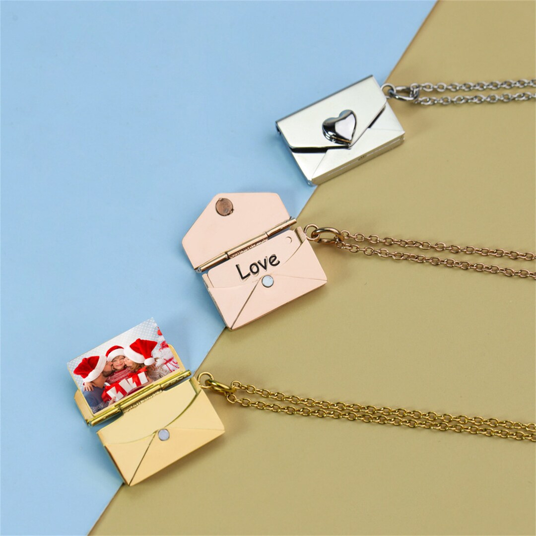 Custom Engraving Locket Envelope Locket Hidden Love Letter Secret