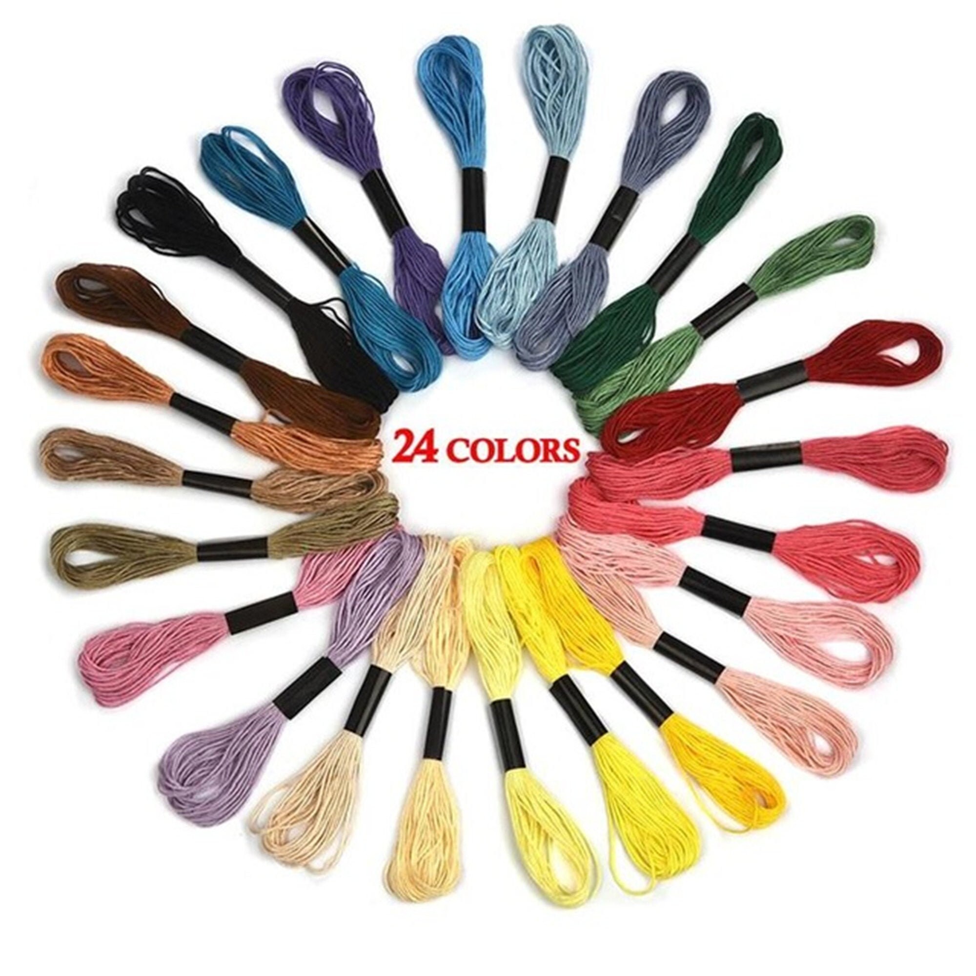 24 colors Multicolor Cross Stitch Threads Cotton Sewing Skeins Etsy