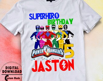 Power Rangers Iron On Transfer Birthday Shirt DIY Designs Printable Digital Files