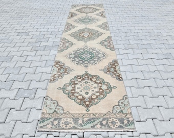 Turkish Runner Rug, Wool Runner Rug, Handmade Runner Rug, Entryway Rug, Long Runner Rug, Oushak Runner Rug, Kitchen Rug, Runner Rug, B2507