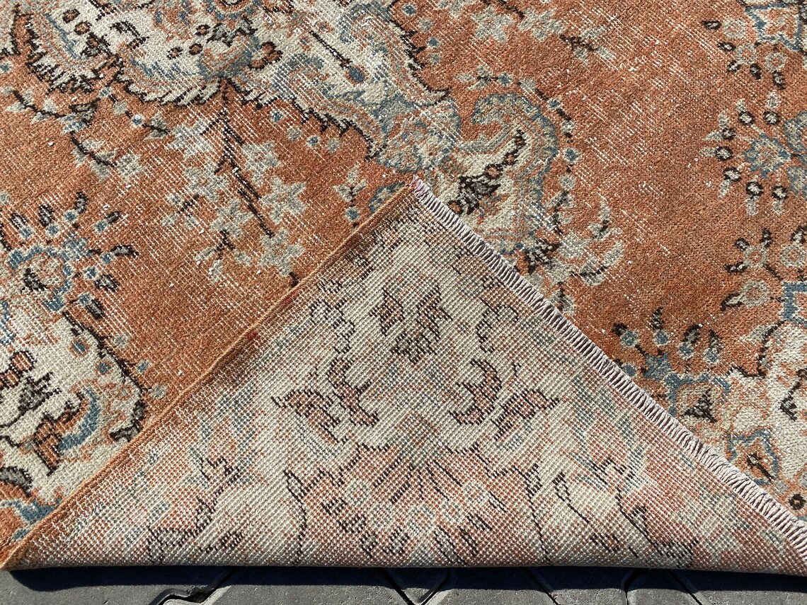 Turkish Room Rug, Pale Orange Bohemian Rug, 3.7 X 6.7 Feet, Oushak Rug ...