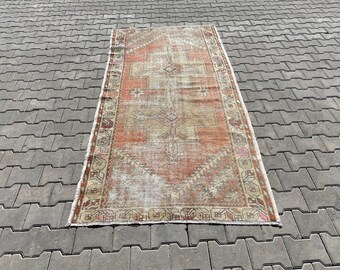 Area Rug,Kitchen Rug,vintage rug, turkish rug, muted rug, handmade carpet, boho rug, oushak rug, Rugs, pale rug, floor rug, 3.9x7.8 ft,A 347