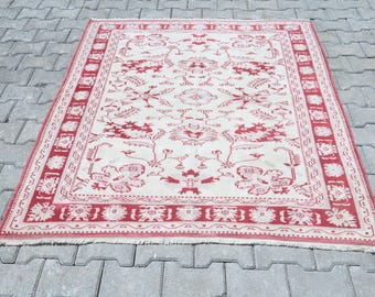 For Living Room Rug, Antique Rugs, Handmade Rug, Vintage Rug, Area Rug, Boho Rug, Oushak Area Rug, Neutral Rug, Anatolian Rug,Soft Rug,A1413
