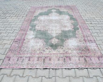6x10 Rug,Oushak Area Rug,6x10 Vintage Rug,Bohemian Rug,6x10 Turkish Rug,Handmade Rug,Living Room Rug,Turkish Rug,Oushak Rug,Area Rug,S 2604