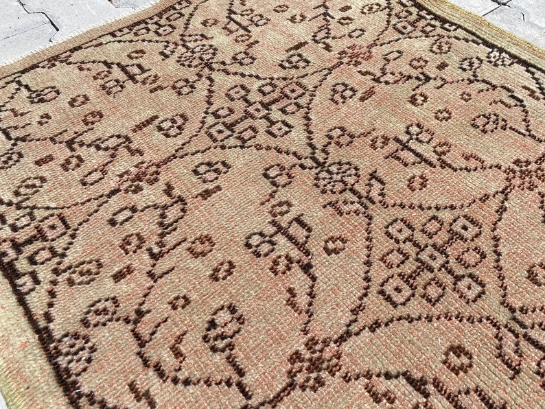 Faded Rug Bedroom Rug Vintage Rug Organic Rug 3x6.7 ft Handmade Rug Turkish Rug Oushak Rug Wool Rug Area Rug Oriental Rug