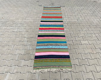 Vintage Kilim Rug, 2.6x10 Ft, Turkish Kilim Rug, Home Decor Rug, Runner Rug,Floor Rug,Decorative Kilim Rug,Ethnic Rug,Oushak Kilim Rug,C 250