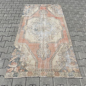 Tappeto Boho in lana, tappeto Oushak, tappeto vintage, tappeto turco, tappeti, tappeto di area di lana fatto a mano anatolo, tappeto, tappeti da pavimento, vita domestica, 3,8x7,2 piedi, A 419