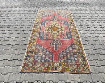 Oushak Rug, Vintage Turkish Rug Anatolian Rug, Knotted Wool Rug, Turkish Area Rug, Antique Rug,Decorative Rug,Boho Rug, 4'3x8'6 feet - A 380