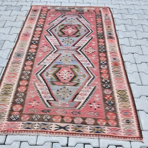 Oushak Kilim Rug,Turkish Kilim Rug,Vintage Kilim Rug,Kilim Rug,Area Kilim,Anatolian Kilim,Vintage Kilim,Turkish Kilim,Oushak Kilim,3.5x5.6Ft