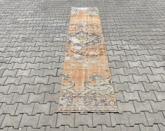 Turkisk löparmatta, anatolisk löparmatta, vintage löparmatta, Oushak löparmatta, Löparmatta, Oushak matta, turkisk matta, hallmatta, 2,3x9,4 fot, B 654
