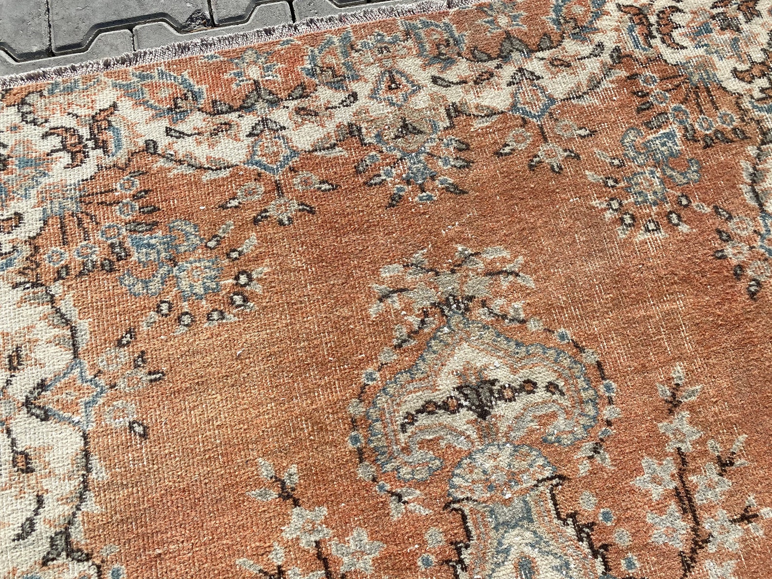 Turkish Room Rug, Pale Orange Bohemian Rug, 3.7 X 6.7 Feet, Oushak Rug ...