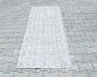 Runner Rug, Oushak Runner Rug, Kitchen Rug, Entryway Rug, Neutral Rug, Soft Rug, Anatolian Rug, Vintage Rug, Handmade Rug, Turkish Rug,B2974