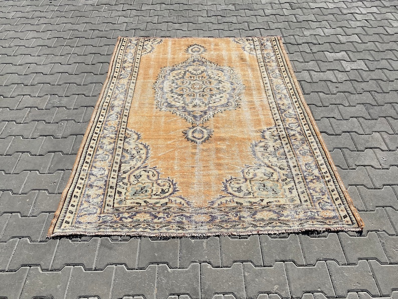 natural wool rug oushak rug turkish oversize rug 5x6.3 feet handwoven rug Free Shipping boho decor rug floor rug orange vintage rug