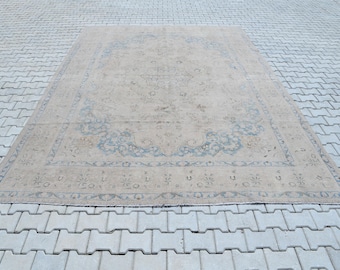 Groot vintage Oushak-tapijt, extra groot Turks tapijt, handgemaakt wollen tapijt, groot antiek Anatolisch tapijt, traditioneel Oushak-tapijt, P570