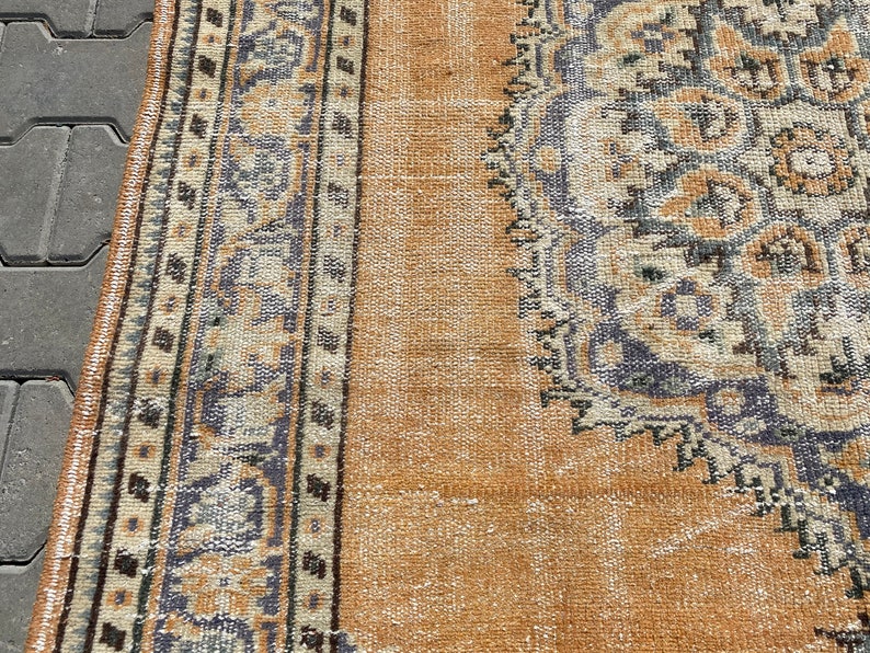 natural wool rug oushak rug turkish oversize rug 5x6.3 feet handwoven rug Free Shipping boho decor rug floor rug orange vintage rug