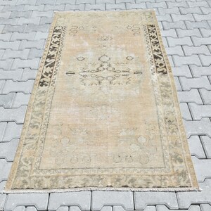 Handmade Vintage Rug,Oushak Rug,Turkish Rug,Vintage Rug,Neutral Rug,Handmade Oushak Rug,Bedroom Rug,Anatolian Rug,Kids Rug,3.1x6.5 Ft,A840