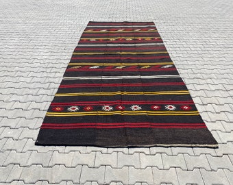 Kilim Rug, Anatolian Kilim Rug, Indoor Rug, Handwoven Rug, Vintage Kilim Rug, Turkish Kilim Rug, Bohemian Area Rug, 173x397 cm/ 5.7x13 ft