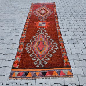 3x11 Runner Rug, Wool Runner Rug, 3x11 Turkish Rug, Handmade Runner Rug, Kitchen Rug, 3x11 Oushak Rug, 3x11 Vintage Rug, Runner Rug, B2451